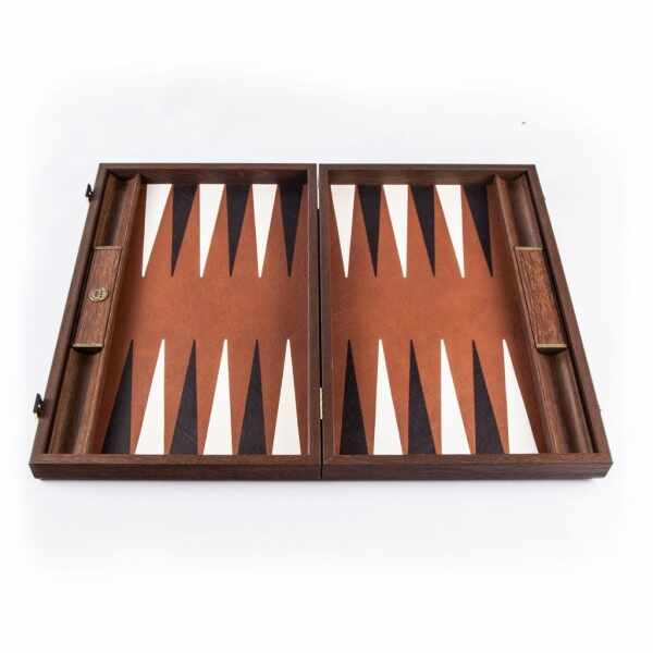 Set joc table backgammon piele model Caramel Brown 48 x 60 cm