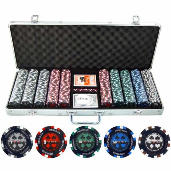 Set poker cu 300 chips-uri clay 13,5g model PRO POKER si servieta din aluminiu