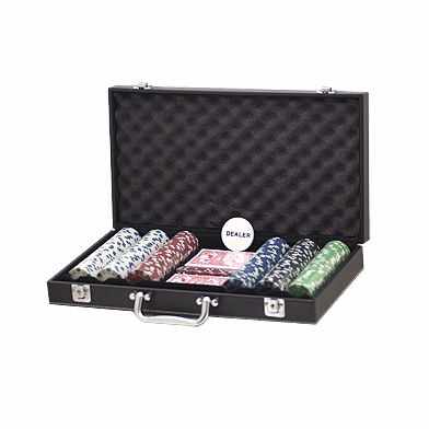 Set poker cu 300 jetoane ABS (11,5 g) model DICE si servieta din piele ecologica