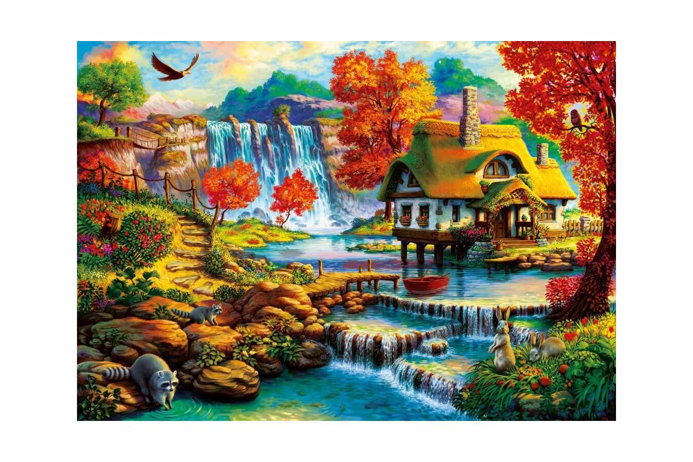 Puzzle Bluebird - Country House by the Water Fall, 1.000 piese (70339-P)