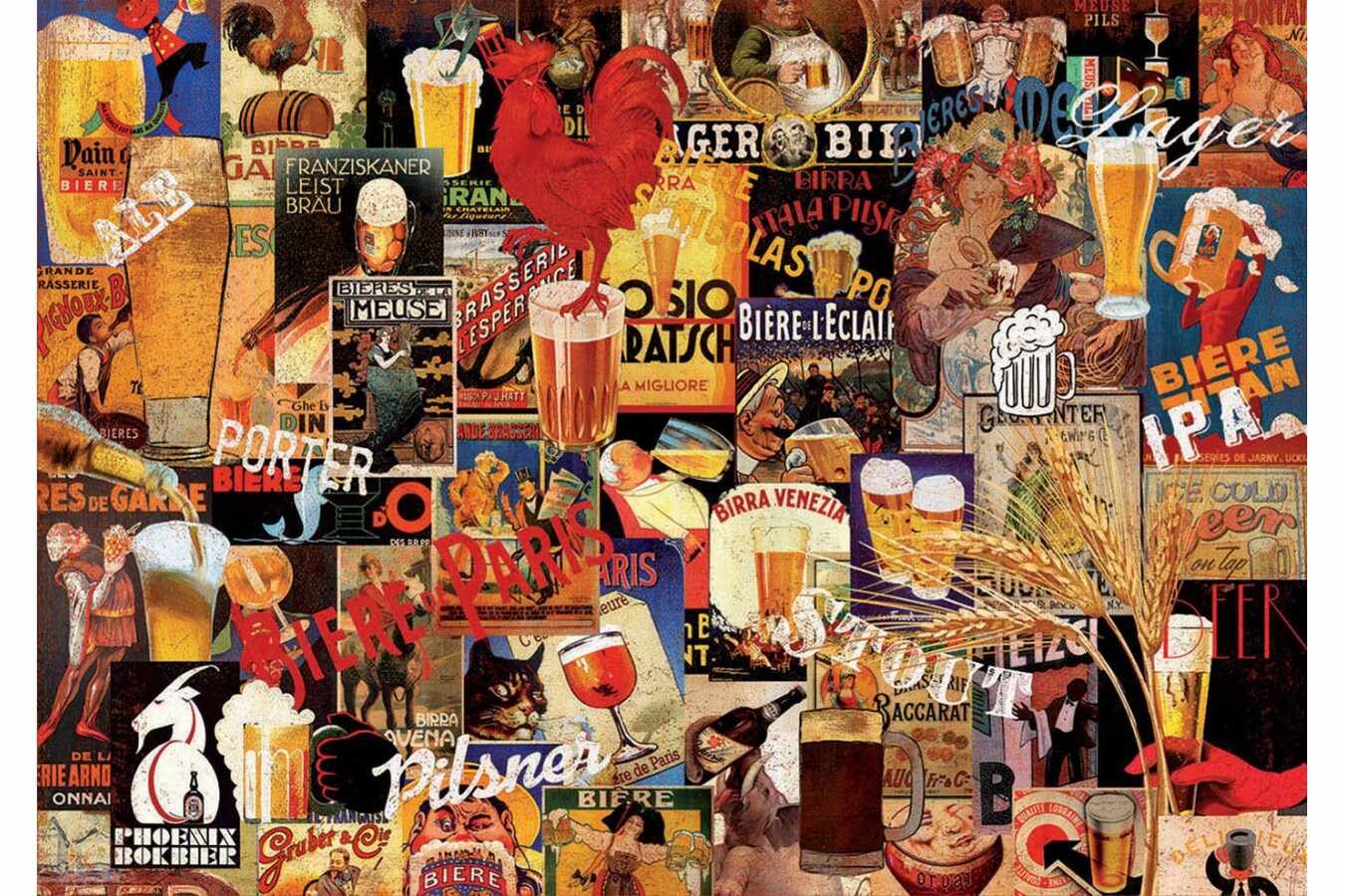Puzzle Educa - Vintage Beer Collage, 1.000 piese (17970)
