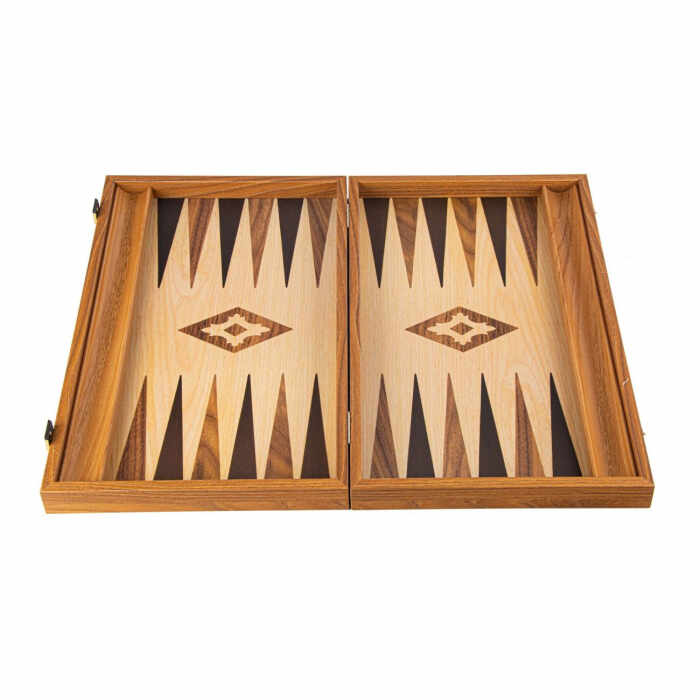 Set joc table backgammon lemn cu aspect de stejar 38x23 cm
