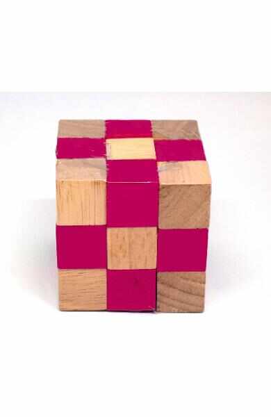 Puzzle logic din lemn: Roz + crem