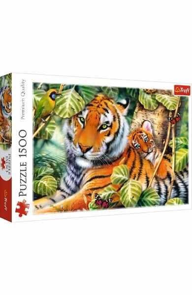 Puzzle 1500. Tigri bengalezi in padurea tropicala