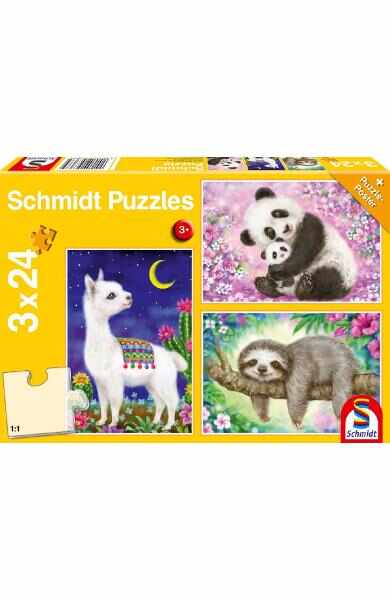 Puzzle 3 in 1. Panda, lenes si lama