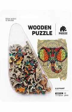 Puzzle 40 din lemn: Elefant