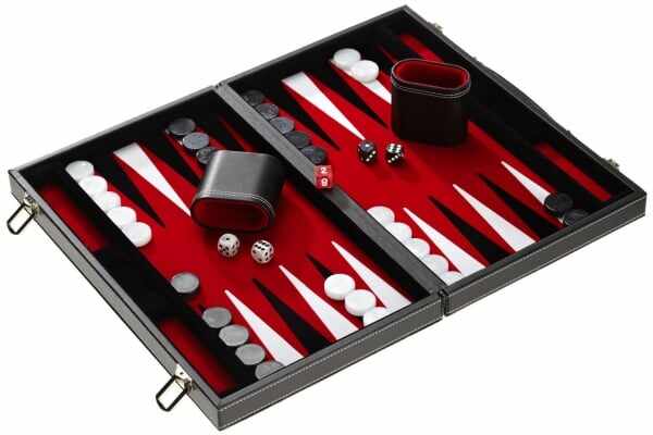Set joc table Backgammon in stil Casino - Compact- 38x47 cm - Rosu - Desigilat