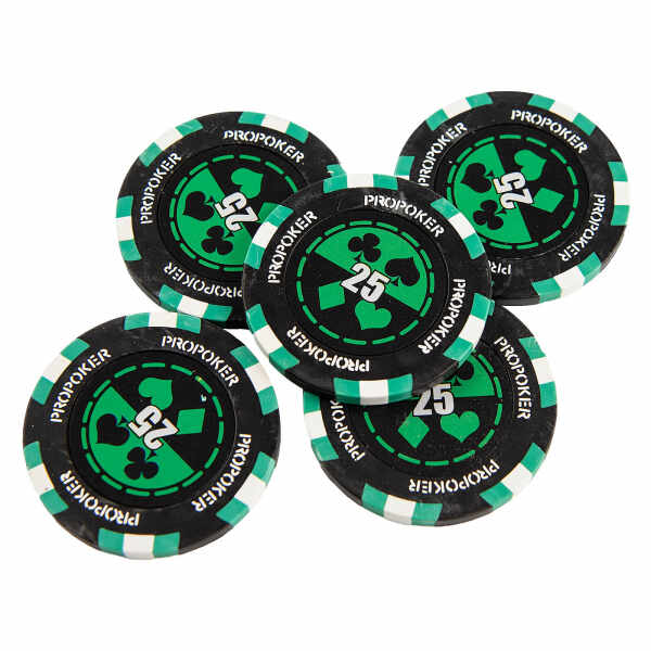 Jeton Pro Poker - Clay - 14g - Culoare Verde, inscriptionat (25)