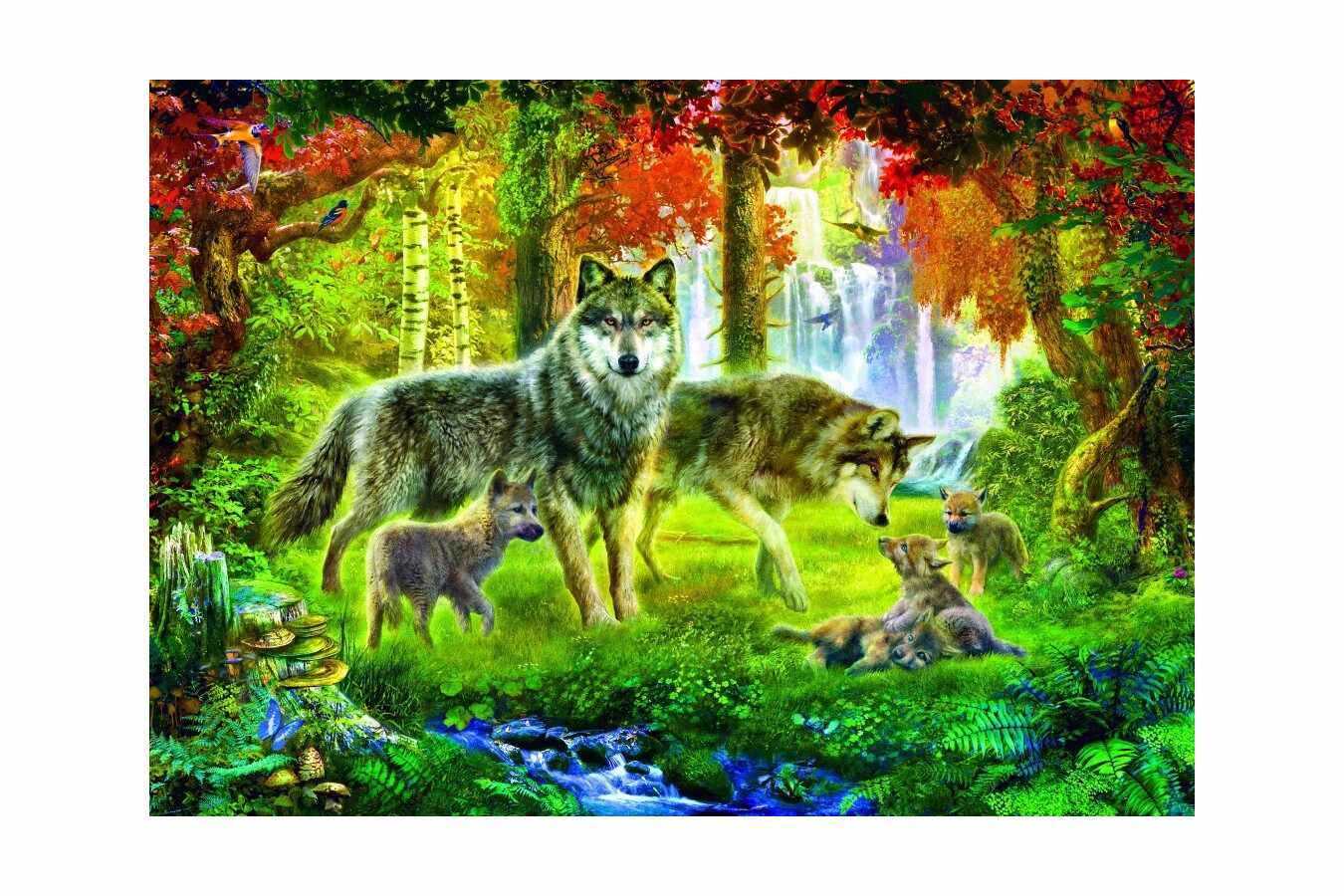 Puzzle Bluebird - Summer Wolf Family, 1.000 piese (70156)