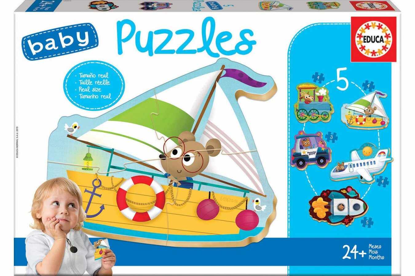 Puzzle Educa - 5 Baby Puzzles, 3/4/5 piese (18059)